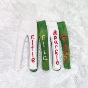 Personalized Holiday Fleece Pants for Elves, Customizable 11.5" Miniature Clothing and Christmas Prop