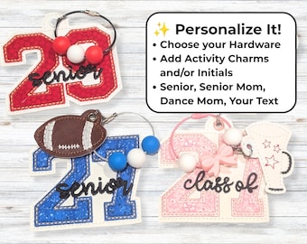 Personalized Class of 2027 Senior Bag Tag with Custom Activity Charms - Handmade in Missouri
