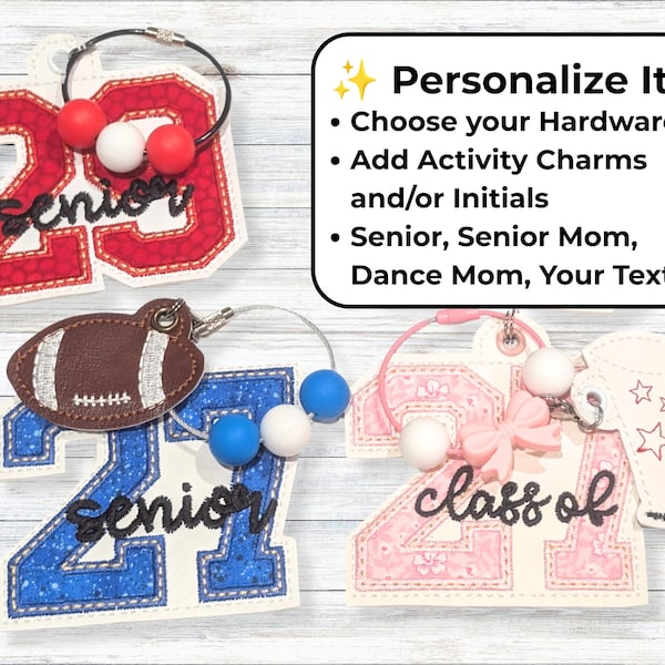 Personalized Class of 2027 Senior Bag Tag with Custom Activity Charms