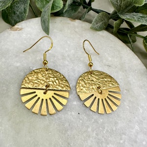 Half Circle Sun Burst Drop Earrings