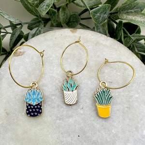 Dainty Succulent Hoop Earrings, Plant Earrings