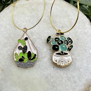 Succulent Earrings, Plant Earrings, Plant Mom, Plant Lover, Hoop Earrings