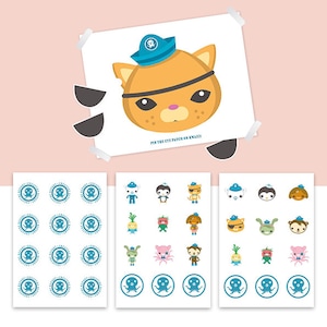 DIY Octonauts Party Collection - Avery Sticker L7105 Template Stickers and Pin the patch on Kwazii