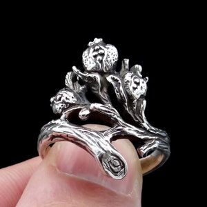 Pomegranate Branch Ring, Sterling Silver Ring