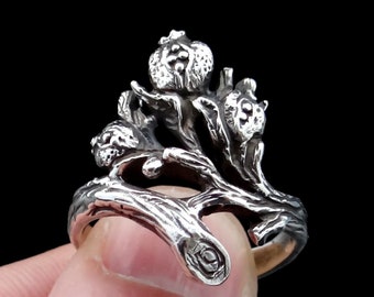 Pomegranate Branch Ring, Sterling Silver Ring
