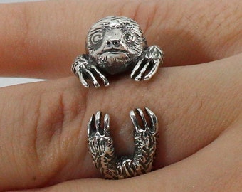 Sloth Ring ~Sterling Silver Ring ~  Faultier Ring ~ Handmade Jewelry ~ Adjustable Animal Ring