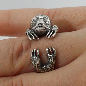 Sloth Ring ~Sterling Silver Ring ~  Faultier Ring ~ Handmade Jewelry ~ Adjustable Animal Ring