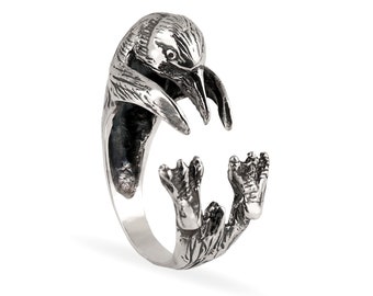 Adjustable Penguin ring in Sterling Silver, Cute Animal Jewelry, Best Gift for Animal Lovers, Birthday Gift, Mother's Day Gift