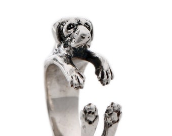 Great Dane Ring in Sterling Silver, Dog Ring, Great Dane Gift, Dog Jewelry, Wrap Around Ring, Adjustable Ring