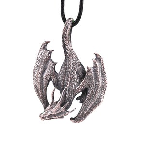 Silver Dragon Pendant, Oxidized Jewelry, Best Gift For Her and Him