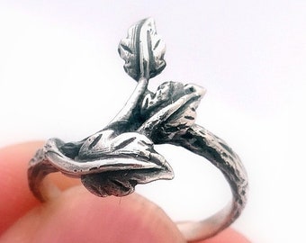 Leaf ring, sterling silver ring, leaf ring silver, silver rings