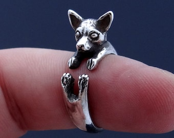 Silver Chihuahua Ring, Chihuahua Art, Chihuahua Jewelry, Chihuahua Charm, Dog Ring, Animal Ring, Adjustable Ring, Chihuahua Dog, Dog Art