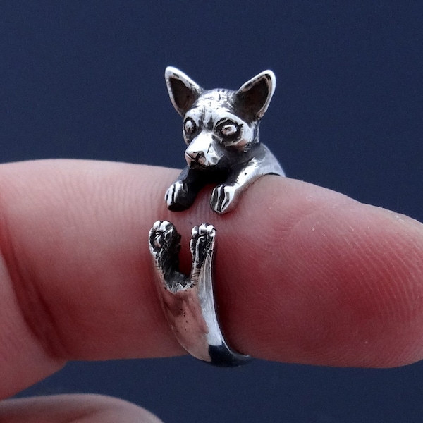 Silver Chihuahua Ring, Chihuahua Art, Chihuahua Jewelry, Chihuahua Charm, Dog Ring, Animal Ring, Adjustable Ring, Chihuahua Dog, Dog Art