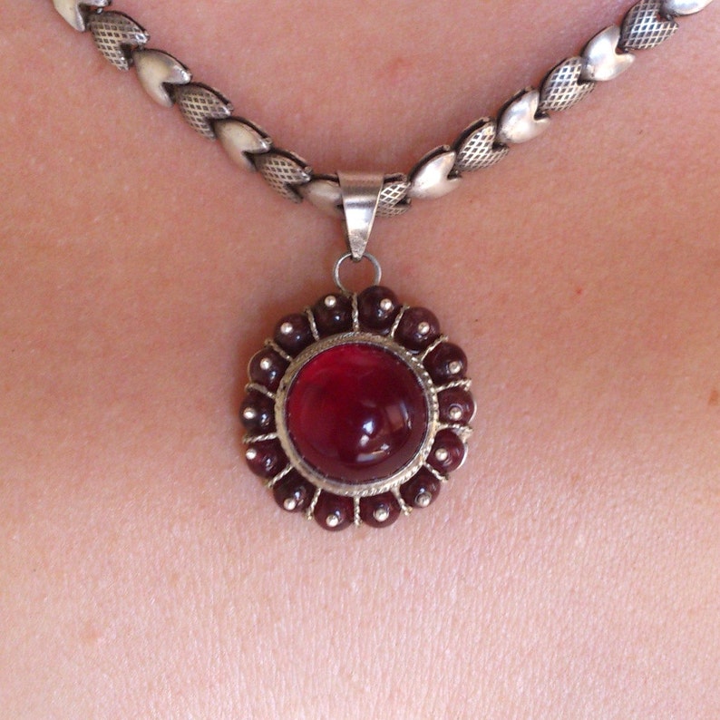 Pendant Sterling Silver Pendant Necklace Red Etsy