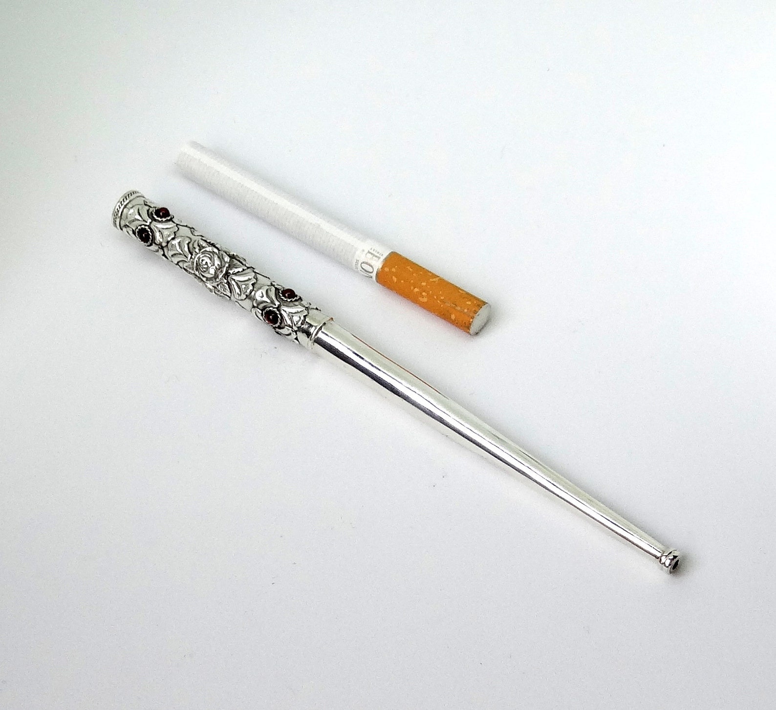 Long Cigarette Holder in Sterling Silver for Regular size Etsy