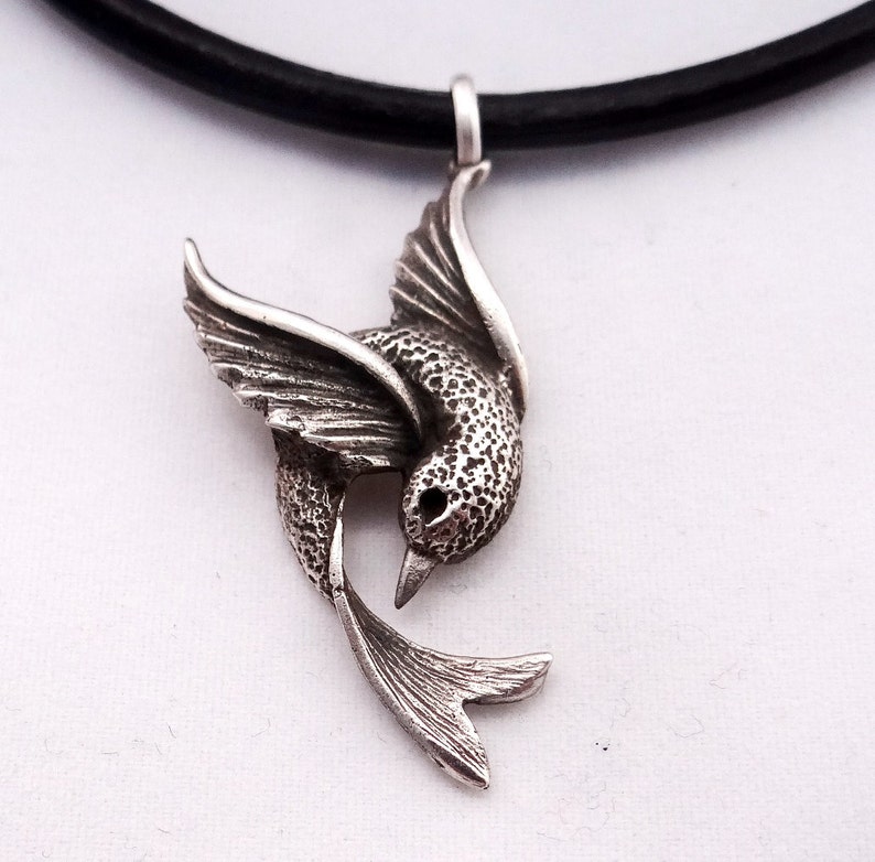•LITTLE SWALLOW• recycled sterling silver necklace