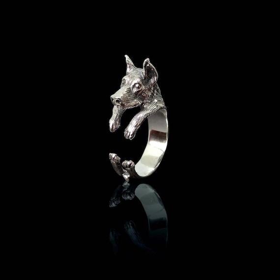Silver Rings Doberman Jewelry Silver Ring Dog Ring Doberman Pinscher Ring