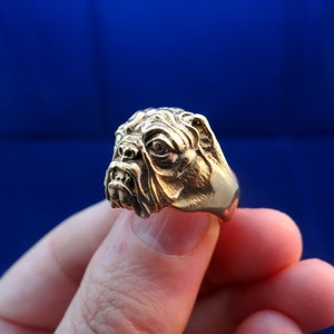 American Bulldog Ring, Brass Ring, Dog Ring, Animal Ring, Bulldog Jewelry, Dog Jewelry, Big Ring image 4