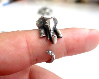 Elephant Ring, Animal Ring, Adjustable Ring, Silver Elephant Ring, Animal Wrap Ring, Elephant Jewelry, Sterling Silver Ring, Animal Jewelry