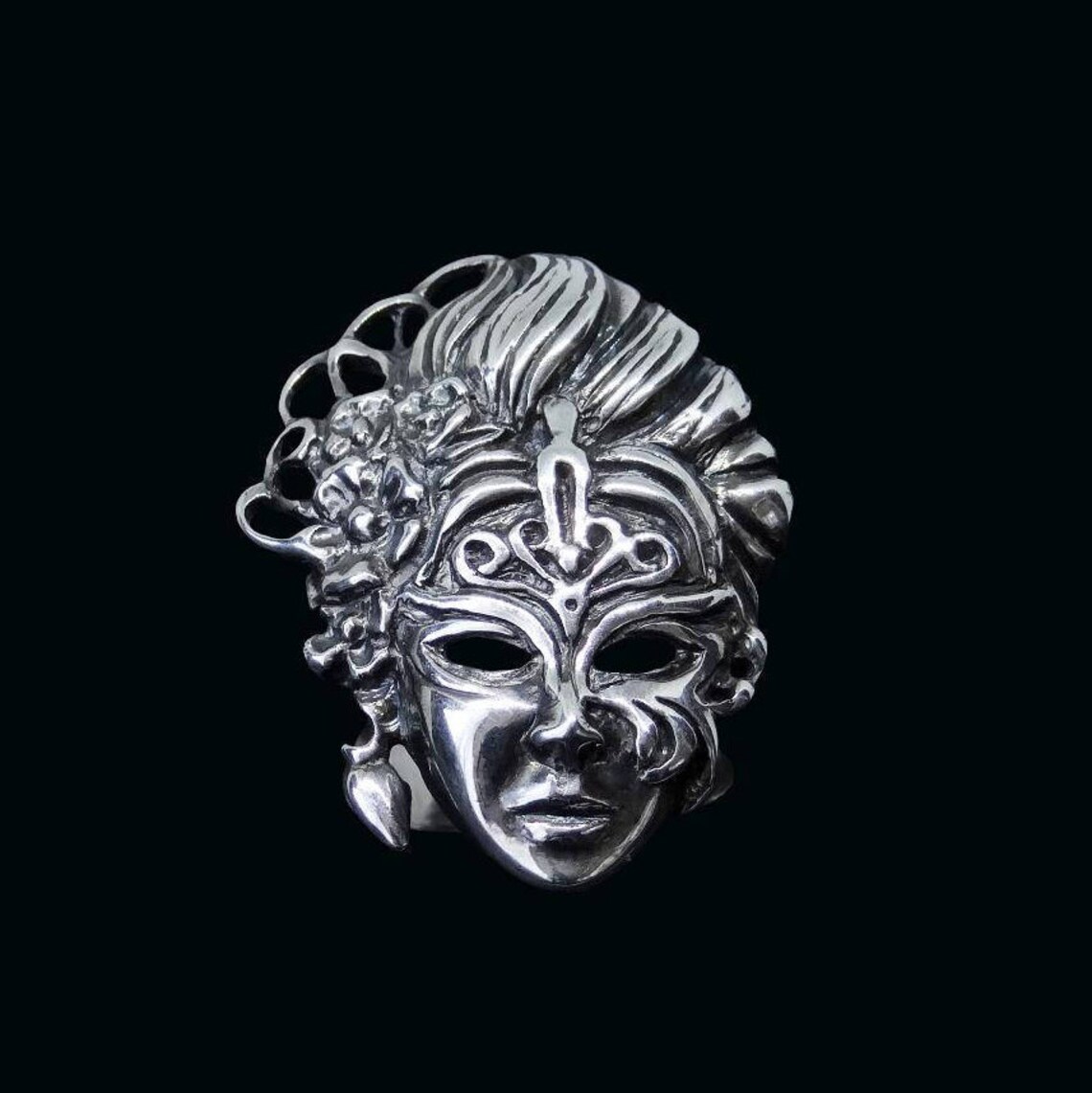 Mask Ring in Sterling Silver Handmade Silver Ring 925 Etsy