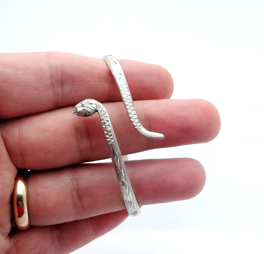 Snake bracelet silver snake bangle cuff bracelets snake wrap Etsy