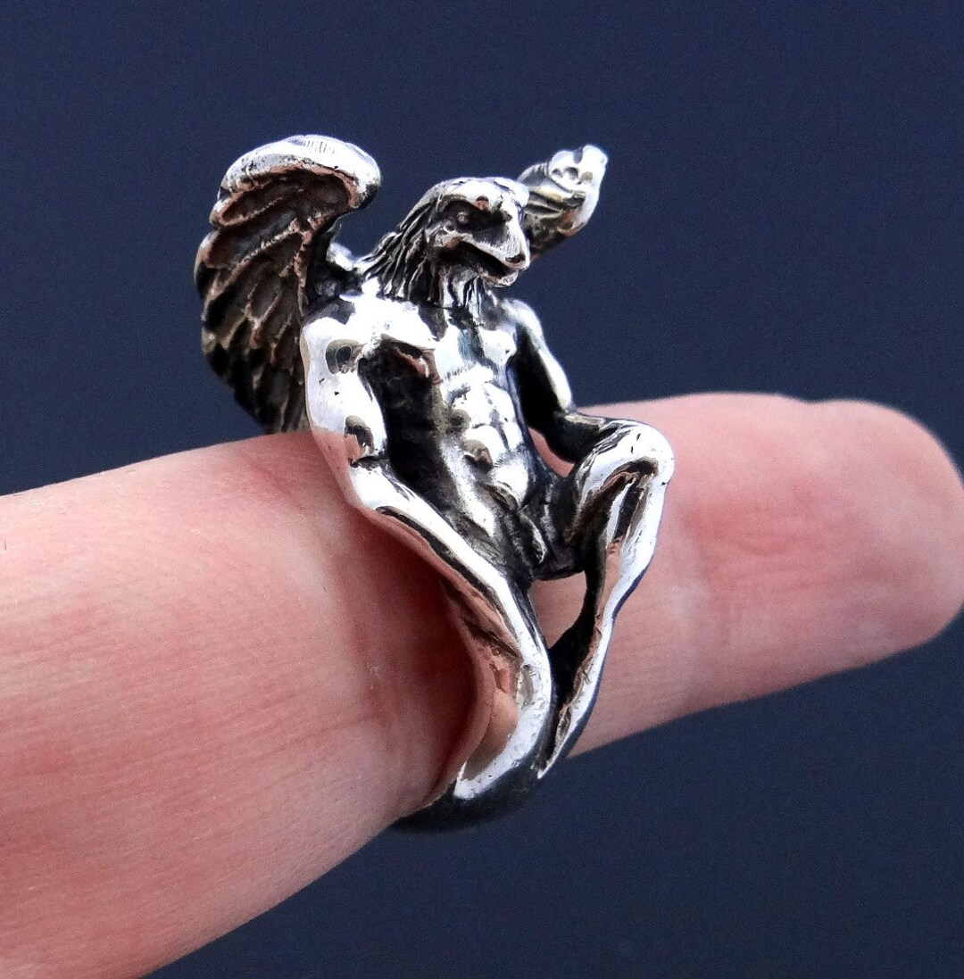 Silver Eagle Ring Sterling Silver Eagle Man Ring Unique Etsy