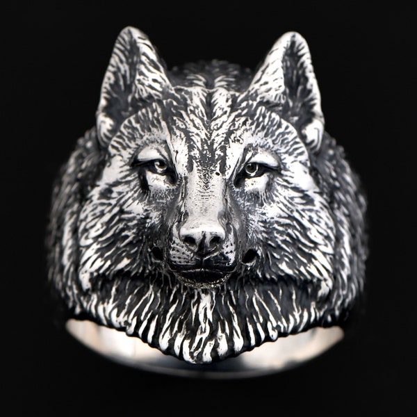 Wolf Ring Men, Viking Wolf Ring, Wolf Ring Silver, Sterling Silver Animal Ring, Wildlife Jewelry, Handmade Ring, Silver Animal Jewelry