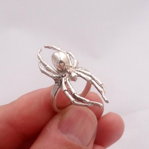 Spider ring in sterling silver, all sizes are available, darkening patina can be added by your inquiry, exclusive and cool design image 4