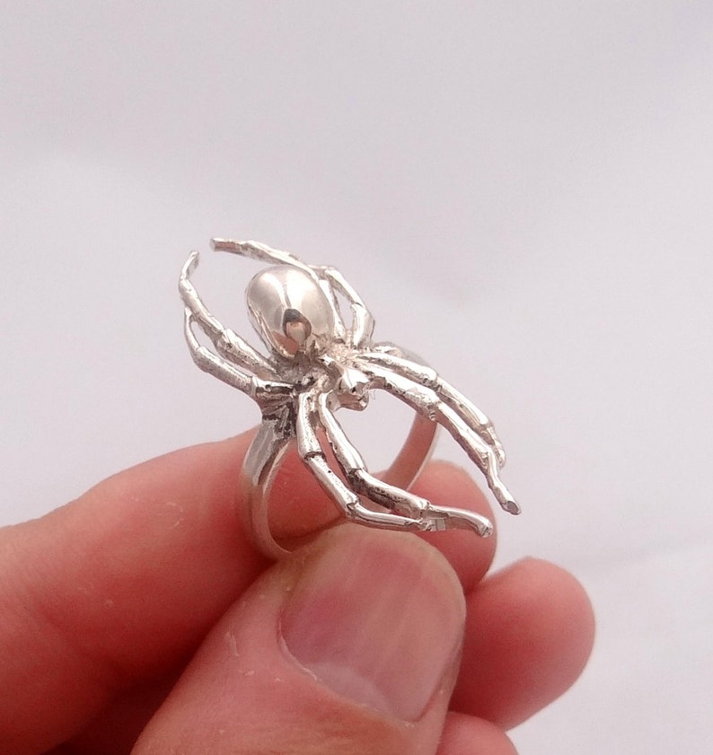 Spider ring in sterling silver, all sizes are available, darkening patina can be added by your inquiry, exclusive and cool design image 4