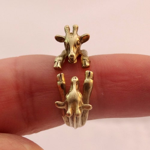 Stunning Miniature Double Giraffe Ring in Golden Brass Little - Etsy