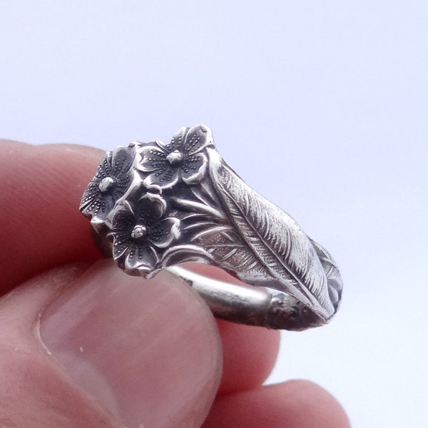 Reed And Barton Spoon Ring Forget Me Not In Sterling Silver, Flower Ring, Floral Ring, Silver Spoon Ring, Spoon Jewelry, Silver Spoon Ring