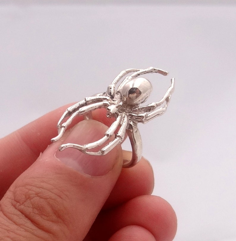 Spider ring in sterling silver, all sizes are available, darkening patina can be added by your inquiry, exclusive and cool design image 8