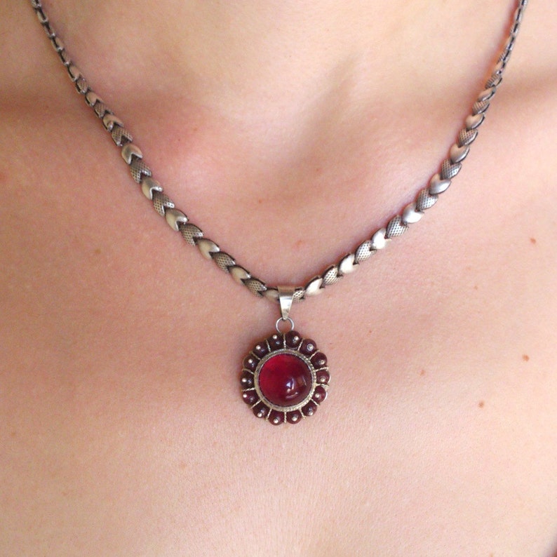 Pendant Sterling Silver Pendant Necklace Red Etsy