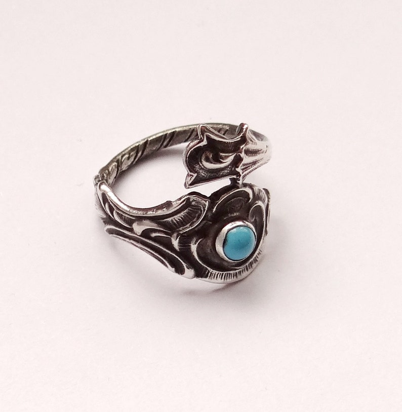Sterling Silver Spoon Ring, Turquoise Ring, Sterling Silver Ring, Silver Rings, Spoon Jewelry, Turquoise Jewelry, Silver Jewellery image 5