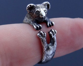 Koala Ring, Silver Koala, Sterling Silver, Koala Bear, Silver Koala Ring, Koala Jewelry, Animal Ring, Adjustable Ring, Animal Jewelry