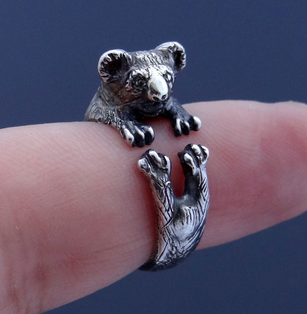 S925 Sterling Silber Koala-Bär-Ring, Koala-Ring, Tierliebhaber Schmuck,  Wickelring, offener Ring - Etsy.de