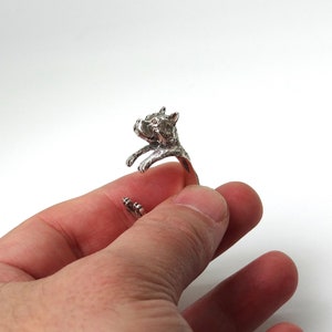 Pitbull ring in sterling silver, silver Pit bull ring, Pitbull puppy, Dog ring, Animal jewelry image 10