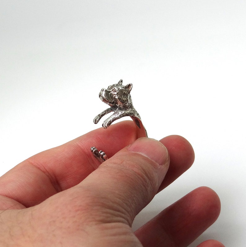 Pitbull ring in sterling silver, silver Pit bull ring, Pitbull puppy, Dog ring, Animal jewelry image 10