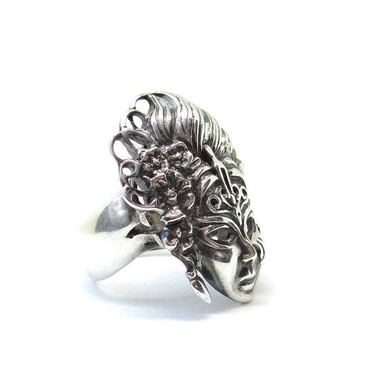 925 Sterling Silver Venice Mask Ring, Handmade Silver Ring, Masquerade Ring in Sterling Silver, Unique Silver Ring, Ring Silver, Silver Ring image 5