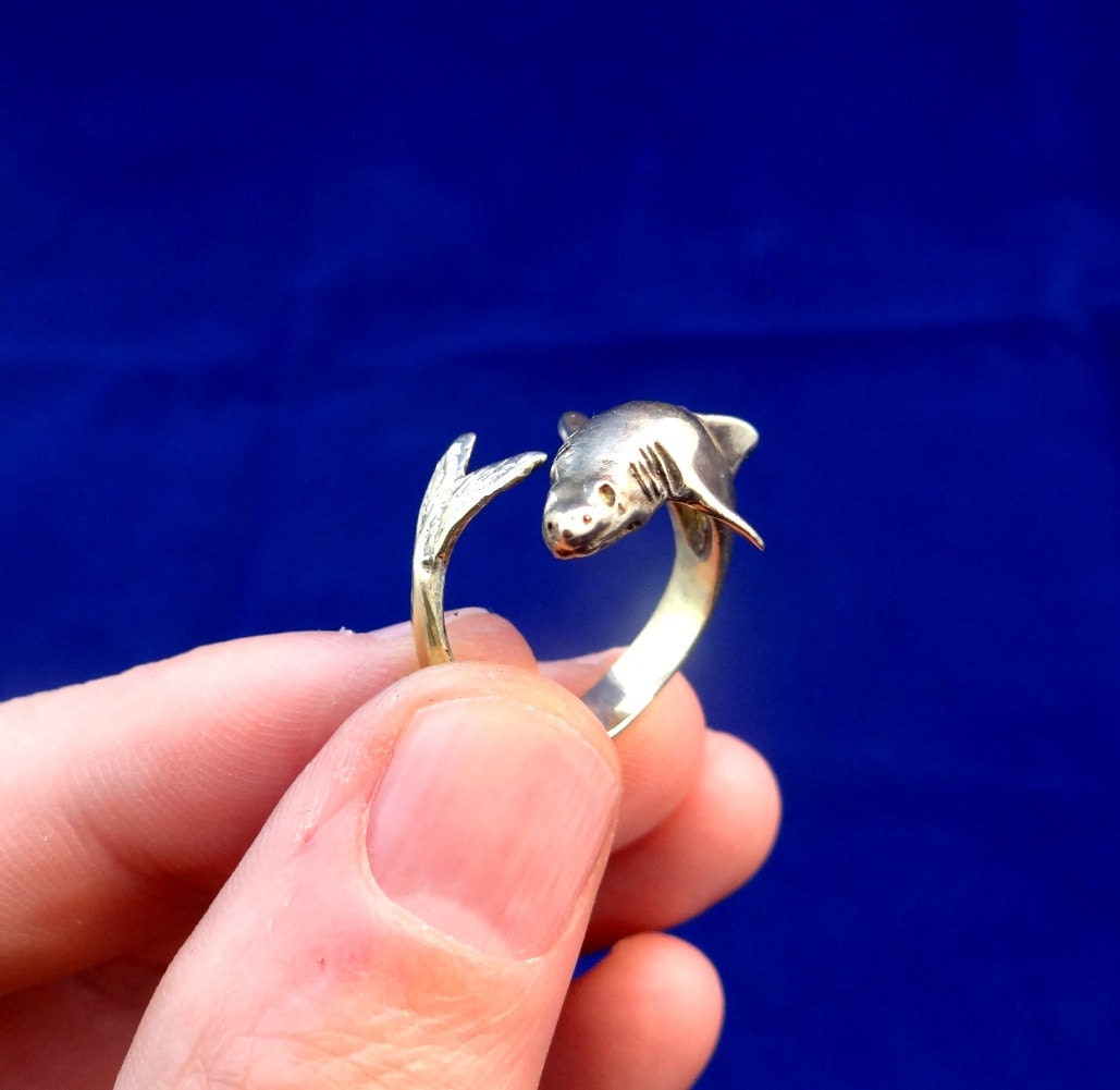 Shark Ring Brass Ring Nautical Ring Nautical Shark Jewelry Etsy