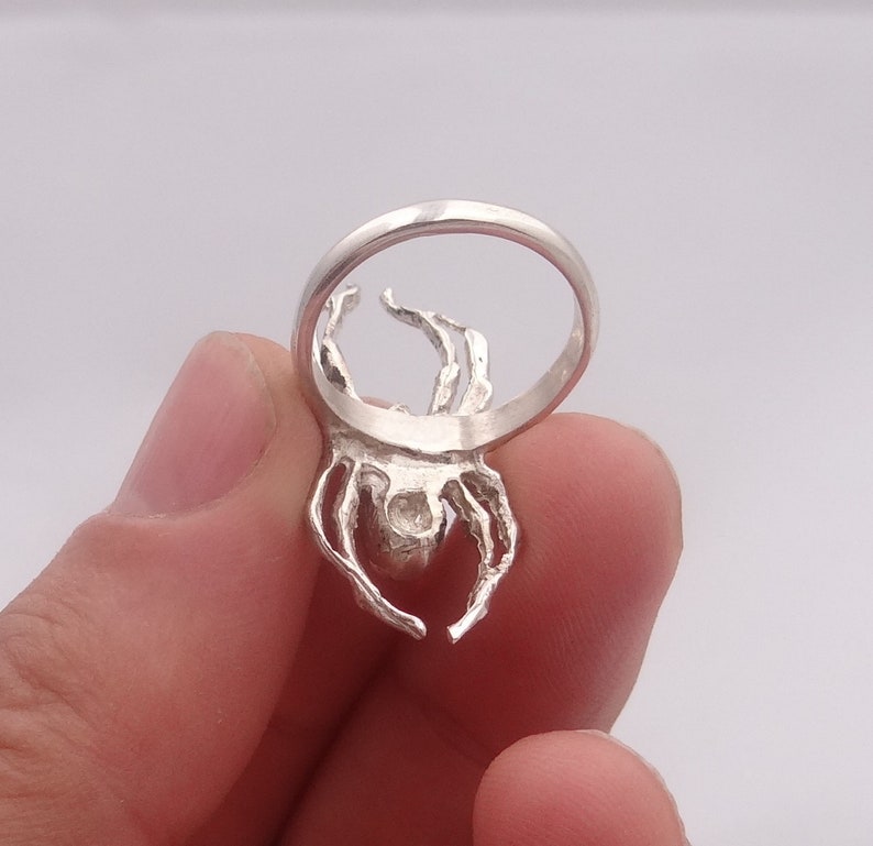 Spider ring in sterling silver, all sizes are available, darkening patina can be added by your inquiry, exclusive and cool design image 9