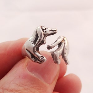 Dachshund Ring  In Sterling Silver, Silver Dachshund Ring, Animal Wrap Ring, Dog Ring, Animal Jewelry, Silver Rings, Silver Jewellery