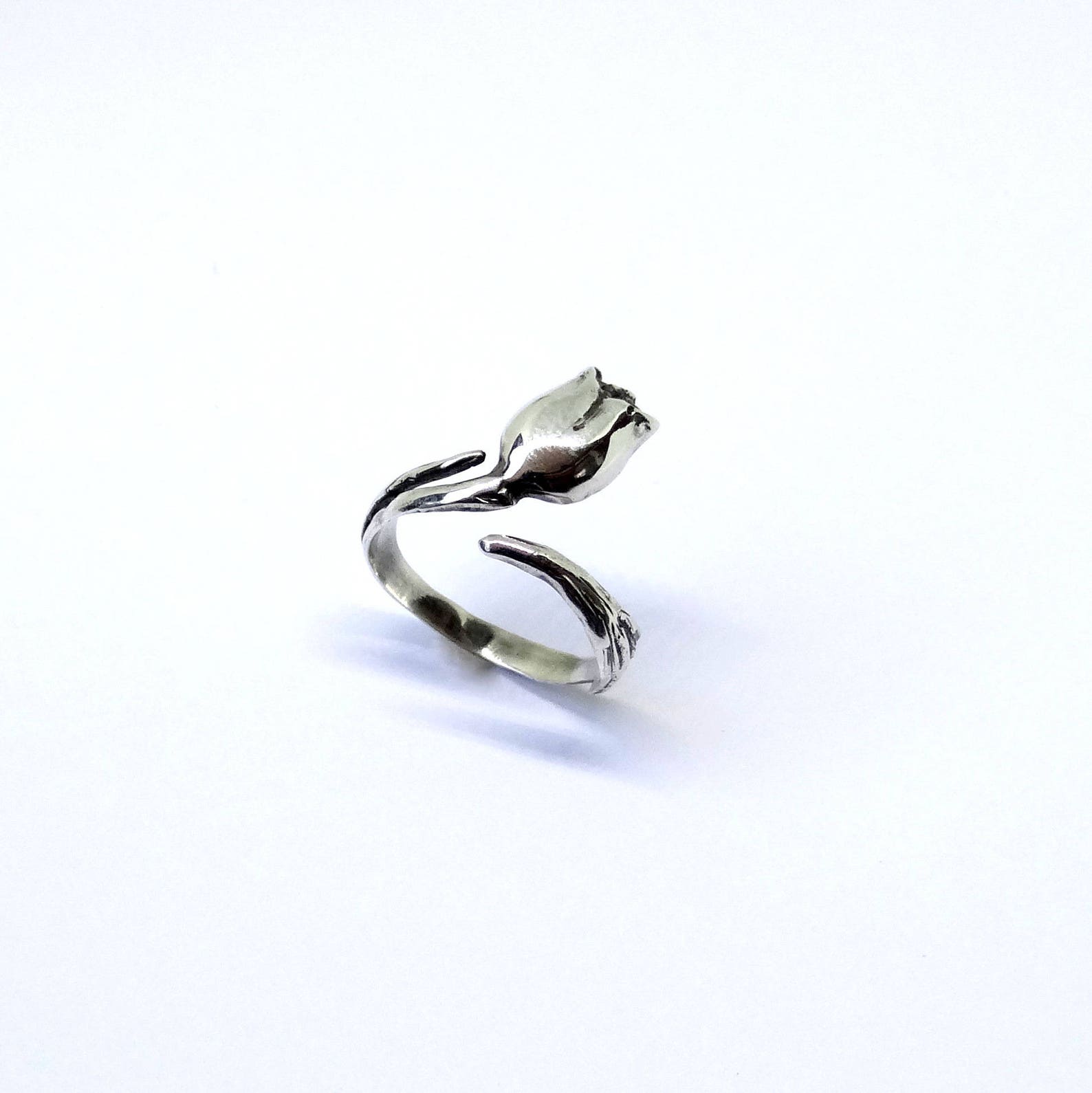 Exquisite Tulip Ring Silver Tulip Ring Flower Ring Tulip Etsy