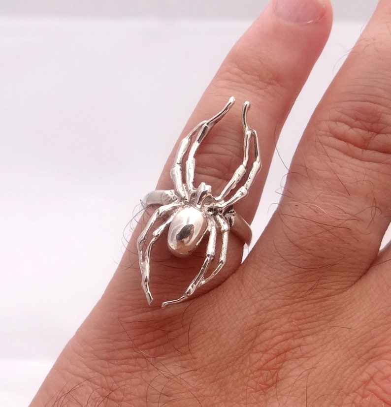 Spider ring in sterling silver, all sizes are available, darkening patina can be added by your inquiry, exclusive and cool design image 10