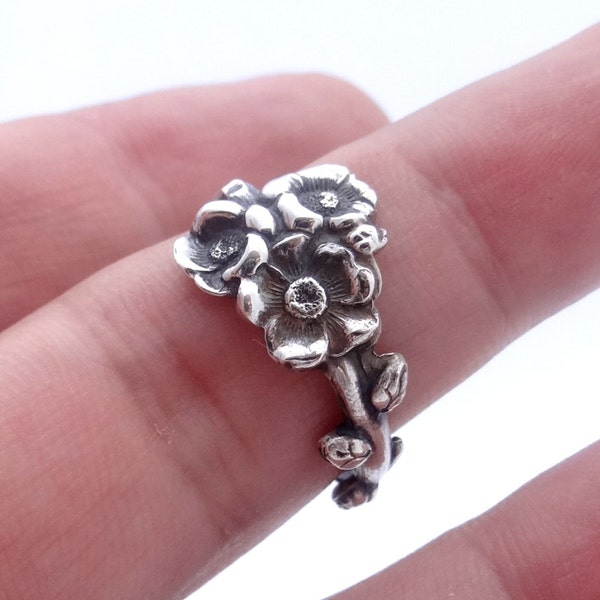 Spoon ring sterling silver Reed & Barton Harlequin floral spoon ring Apple Blossom ring 925 solid sterling silver, different sizes available