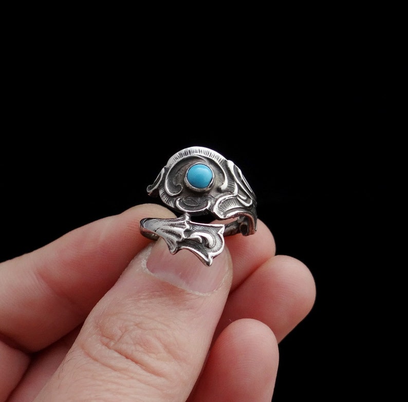 Sterling Silver Spoon Ring, Turquoise Ring, Sterling Silver Ring, Silver Rings, Spoon Jewelry, Turquoise Jewelry, Silver Jewellery image 4