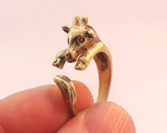 Brass Giraffe Ring, Cute Giraffe Ring, Brass Animal Rings, Animal Ring in Brass, Brass Jewelry, Animal Jewellery, Handmade Brass Ring