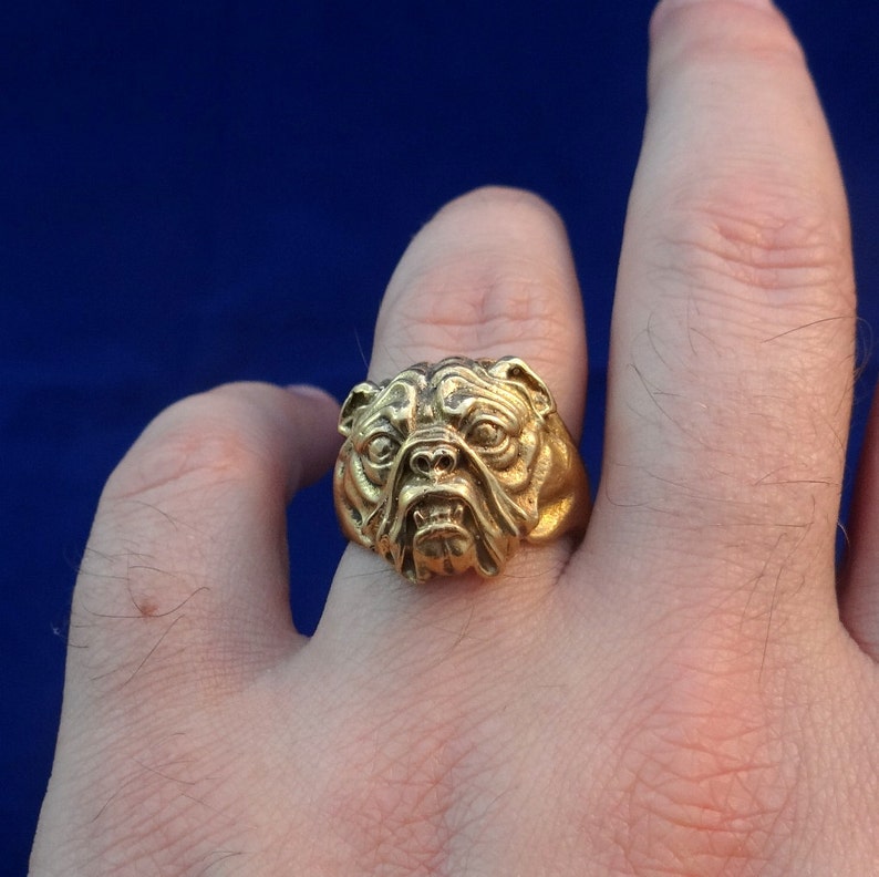 American Bulldog Ring, Brass Ring, Dog Ring, Animal Ring, Bulldog Jewelry, Dog Jewelry, Big Ring image 3