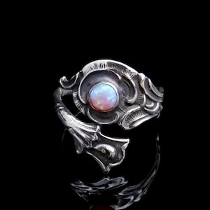 Pink Opal Spoon Ring ~ White Opal Spoon Ring ~ Two Opal Color Options ~ Thumb Ring ~ Silver Spoon Jewelry ~ Bypass Spoon Ring