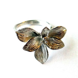 Orchid Ring, Sterling Silver Flower Ring, Sterling Silver Ring, Floral Ring, Flower Silver Ring